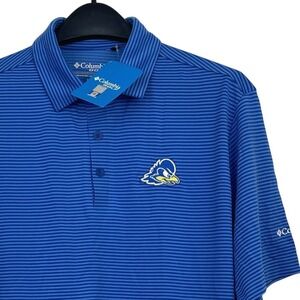NEW Columbia Golf DELAWARE BLUE HENS Omni Wick One Swing Polo Shirt Mens M Blue